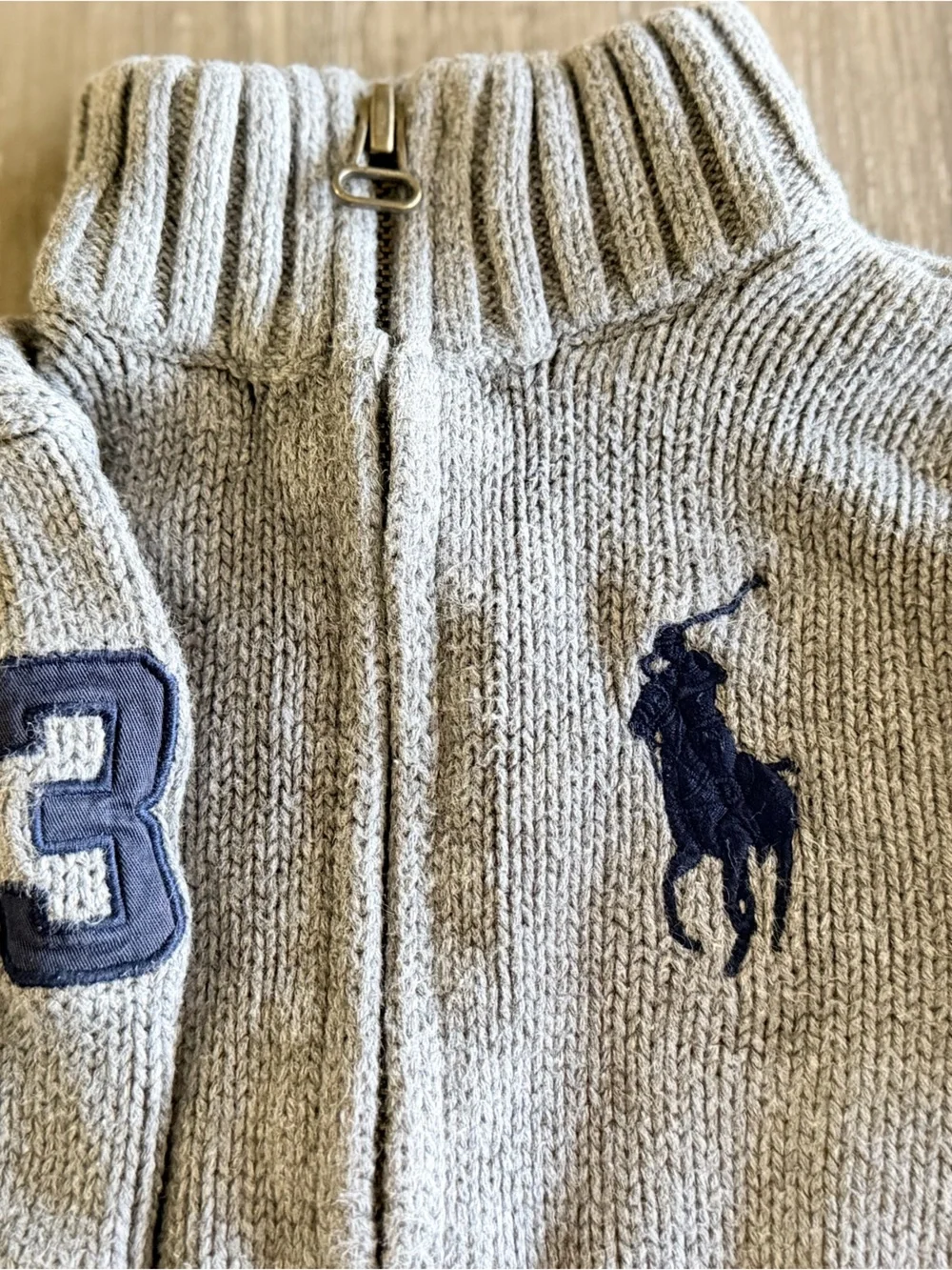 Polo Ralph Lauren Baby Boy Full-Zip Cotton Sweater (Size 9M) - Gray